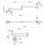 Pot Filler Faucet Wall Mount,with Double Joint Swing Arms Chrome JYC33651CH