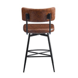 ZUN 26''Retro Swivel Counter Stools Set of 2,Brown Counter Stools with iron Frame,PU Sponge N780P199991B