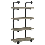 ZUN Black and Grey Driftwood Metal 24-inch Wall Shelf B062P153482