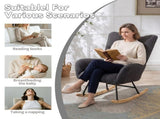 Teddy Fabric Wingback Glider Rocker with Side Storage Pocket, Soft Comfy Nursing Rocking Chair, 67056942