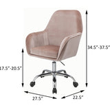 ZUN Peach and Chrome Swivel Office Chair B062P182757