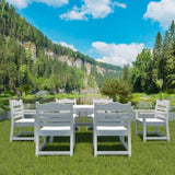 Patio Dining Chair with Armset Set of 2, Pure White with Imitation Wood Grain Wexture,HIPS Material W1209107723