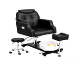 Black PVC IronFrame Pedicure Chair, Manual Reclining with Stool & Basin 43026669