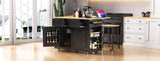 K&K 48 inch Large Kitchen Island with Drop Leaf,Power Outlet,Internal Rack,Rolling Kitchen N707P257057B