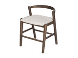 Balmain Indoor Rubberwood Barstool, Dark Brown Finished and Beige Upholstery, Set of 2 N775P318294D