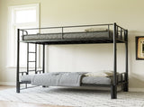 Twin Size Metal Pull-Out Bunk Bed with Guardrail and Built-In Ladder, Space-Saving Convertible Frame W1671P459794