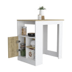 ZUN Stirling Kitchen Island with 1-Door Cabinet Push to open System and Side Shelves B200P188868