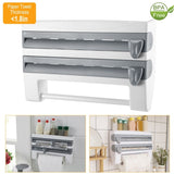 Magnetic Plastic Wrap Dispenser with Cutter - Refillable Aluminum Tin Foil and Plastic Wrap 09447202