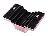 4 Tier Lockable Cosmetic Makeup Train Case with Extendable Trays Pink 73147203