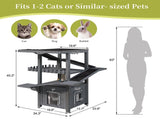 4 Tiers Outdoor Cat House Weatherproof Cat Tree Tower with Waterproof Roof and 2 Doors , Feral Cat 85852645
