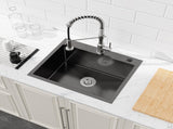 Stainless Steel Kitchen Sink, 23x19 Single Bowl, Overmount Handmade Sink in Black, with US 01299330