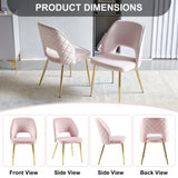 Pink Velvet Dining Chairs with Metal Legs and Hollow Back Upholstered Dining Chairs Set of 2 W1164P271252