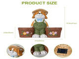 Magnesium Oxide Dog Statue Planter with Solar LED Lights in Ears, Dual Flower Pots Garden Decor, W6572P574589