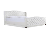 Marcella Upholstered Shelter Headboard Bed Set, King, Bright White Polyester B2719P238227