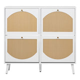 2 rows of 4 dump buckets with high-leg arched rattan shoe cabinet, particle board plastic rattan, 94024581