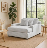 Man Wah Presley Corduroy Chaise Armchair, Fog B2707P311001