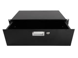 19" 4U Steel Plate DJ Drawer Equipment Cabinet with Keys Black 95397522