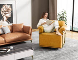 360 Degree Square Swivel Accent Sofa Chair,Fluffy Fabric Lounge Wide Upholstered Reading Chair with W2012P319074