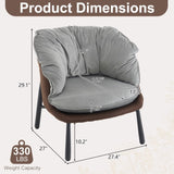 Velvet Accent Chair Barrel Chair with Metal Legs Modern Comfy Armchair Accent Reading Chair for 93829175