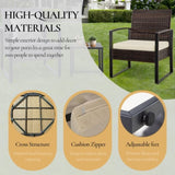 3 Piece Outdoor PE Wicker Furniture Set, Patio Brown Rattan Sectional Sofa Couch with Washable 73937025