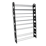 ZUN 10-Tier 50-Pair-of-shoes Adjustable Steel & Plastic Shoe Rack Black & Silver 28726985