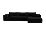 Black Modular Corduroy Sectional Sofa with Chaise Lounge, All-Foam Deep Seat Couch, Soft Wide-Wale 58476253