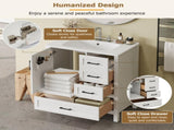 30" White Bathroom Vanity with Sink Combination Set, Bathroom Storage Cabinet with Soft Close Door, N729P177787K