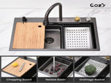 Waterfall Kitchen Sink, Stainless Steel Single Bowl in Black, Multifunctional Workstation with 33860587