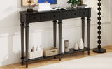 TREXM Entryway Table with 4 Drawers, Retro Console Table with Open Shelf for Entryways, Living N715P202860B
