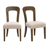 Dining Chairs Set of 2, Upholstered Kitchen Side Chairs with Beige Fabric Seating Light Brown Solid N779P236958A