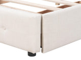 Upholstered Platform Bed with Classic Headboard and 4 Drawers, No Box Spring Needed, Linen Fabric, 20024177