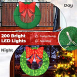 48" Pre-Lit Christmas Wreath - 200 LED Lights , IP44 12984977