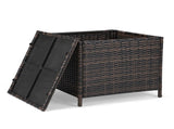 Outdoor PE Wicker Side Table with Storage, Patio Rattan End Table Square Container for Furniture 64589398
