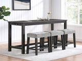 Bar Table Set with Power Outlet, Bar Table and Chairs Set, 4 Piece Dining Table Set, Industrial W487P339351