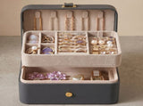 2-Layer Portable Travel Jewelry Case, Gray Luxe Organizer 34198548