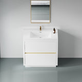 36" Freestanding Bathroom Vanity with Sink, Bathroom Storage Vanity Cabinet with Stone Resin W1573P211196