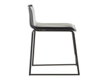 26" Contemporary Counter Stool in Black Metal and Black Faux Leather - Set of 2 B202P222056