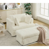 47.7'' Oversized Corduroy Chaise Longue with Ottoman, Deep Seat Reclining Chair Sofa, W1628P206066