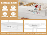 Twin Size Floor Bed with Guardrails and Roof, Kids House Floor Bed with a Small Built-in Tray and W1580P396330