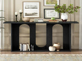 Modern and Curved Design Ash Veneer Console Table with Shelf,Suitable for Entryway,Hallway N711P241287B