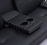 Black Leather Office Double Folding Sofa Bed with Matching Coffee Table, Multifunctional Design W3356P298488