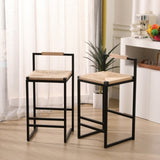 Set of 2 Bar Stools with Back Paper Woven Counter Height Dining Chairs for Kitchen, Home W1757104750