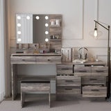 Large Makeup Vanity with Lights, Vanity Table with Charging Station, Vanity Desk with Mirror and 10 71427985