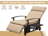 Adjustable Patio Recliner Chair Metal Outdoor Lounge Chair with Flip Table Push Back, Adjustable W1859P196335