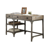 Weathered Oak and Antique Silver 3-Drawer Writing Desk B062P215483