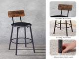 Round bar stool set with shelf, upholstered stool with backrest, Rustic Brown, 23.62'' W 23.62'' D 43399566