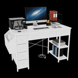 47" Computer Desk With Power Outlet,Writing Desk,Home Office desk,Vanity table with 7 Fabric W2887P240017