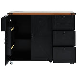 K&K 54.5" Farmhouse Kitchen Island with Power Outlet, Kitchen Storage Island with Internal Storage N707P170349B