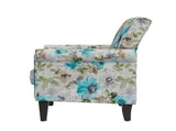 Barnet Accent Chair in Pastel Blue and Gray Floral with Solid Wood Legs B127P495064