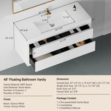 48" Wall-Mounted Bathroom Vanity with Sink, Floating Bathroom Storage Cabinet with Stone Resin W1573P211175
